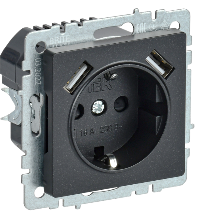 Розетка с заземлением  IEK BR-R14-16-U21-D21-K46 157069