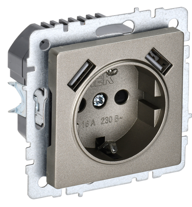 Розетка с заземлением  IEK BR-R14-16-U21-D31-K37 157075