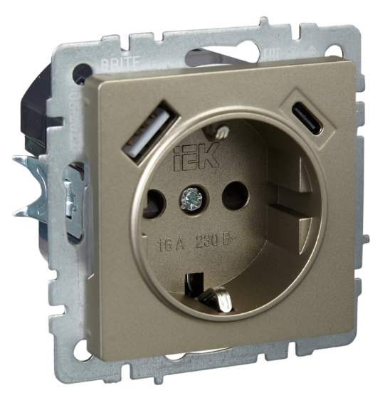 Розетка с заземлением  IEK BR-R14-16-U22-018-K37 157143