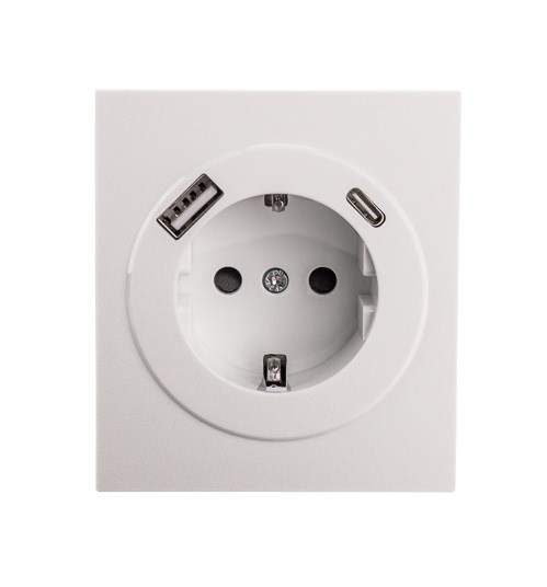 Розетка с заземлением с 2 USB  KRANZ KR-78-0704-4 157160