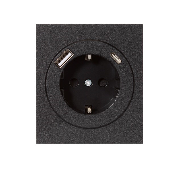 Розетка с заземлением с 2 USB  KRANZ KR-78-0704-5 157186