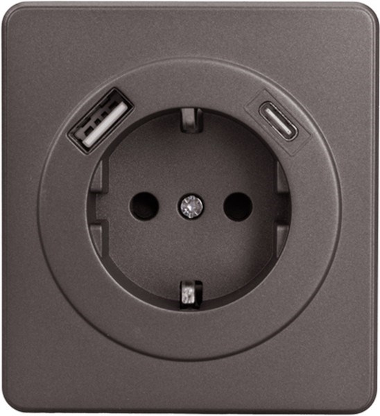 Розетка с заземлением с 2 USB  KRANZ KR-78-0704-2 157191