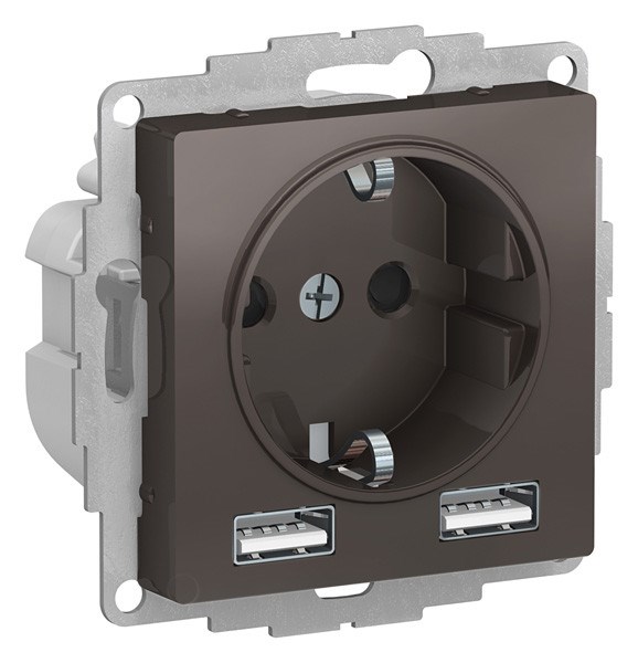 Розетка с заземлением с 2 USB  Systeme Electric ATN000630 157222