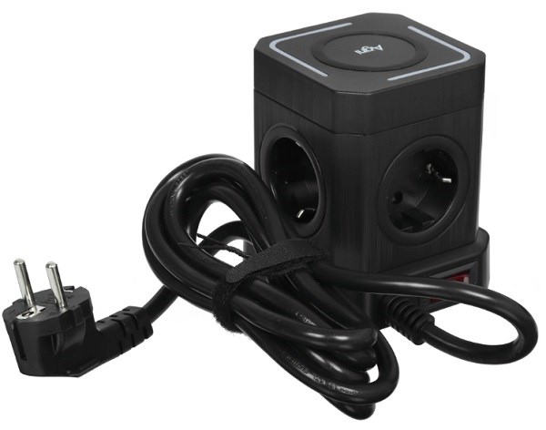 Сетевой фильтр  AGNI TP-VE4U5E-C-W-5m-black 158231