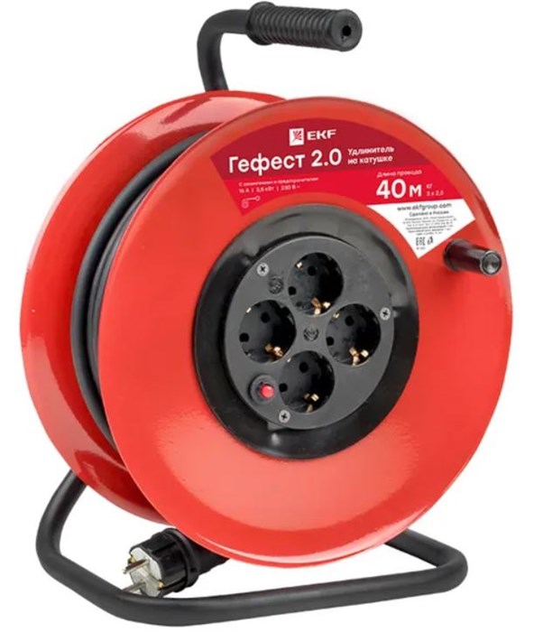 Удлинитель на катушке EKF UKG02-16-R325-4-40 158699
