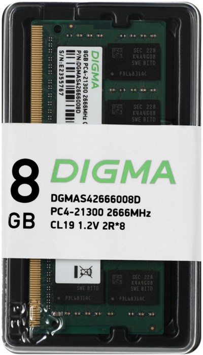 SODIMM;DDR4;8GB;Digma;DGMAS42666008D 107763