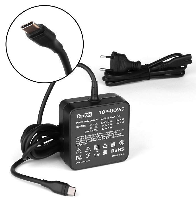 Адаптер;питания;;TopOn;TOP-UC65D 109270