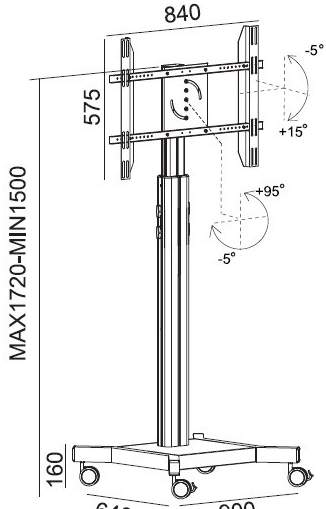 Стойка;мобильная;2MVESA;MediaPro;120 121559