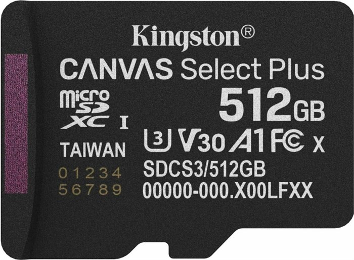 Карта;памяти;MicroSDXC;512GB;Kingston;SDCS3/512GBSP 122097