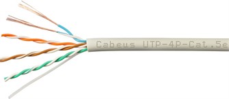 Кабель витая пара U/UTP 5e кат. 4 пары Cabeus UTP-4P-Cat.5e-SOLID-LSZH-GY-50 137335