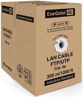 Кабель витая пара U/UTP 5e кат. 4 пары Exegate UTP4-C5e-CU-S25-IN-PVC-GY-305 137497