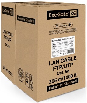 Кабель витая пара U/UTP 5e кат. 4 пары Exegate UTP4-C5e-CU-S25-IN-LSZH-GR-305 137509