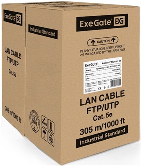 Кабель витая пара F/FTP 5e кат. 4 пары Exegate FUTP4-C5e-CU-S24-IN-PVC-GY-305 137528
