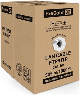 Кабель витая пара U/UTP 5 кат. 4 пары Exegate UTP4-C5e-CU-S24-IN-PVC-GY-305-FLUKE 137541
