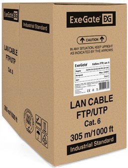 Кабель витая пара F/FTP 6 кат. 4 пары Exegate FUTP4-C6-CU-S23-IN-PVC-GY-305 137591