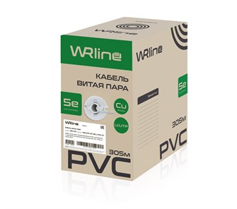 Кабель витая пара U/UTP 5e кат. 4 пары WRLine WR-UTP-4P-C5E-L-PVC-GY 137614