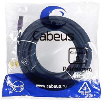 Кабель патч-корд SSTP 8 кат. 10м Cabeus PC-SSTP-RJ45-Cat.8-10m-LSZH 140668