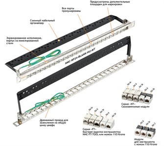 Патч-панель  NikoMax NMC-RP24-BLANK-HU-MT 140860