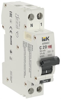 Автоматический выключатель дифф. тока (АВДТ)  IEK AR-B06S-1N-C20C030 150707