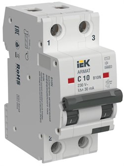 Автомат дифференциальный IEK AR-B10N-2-C010C030 150752